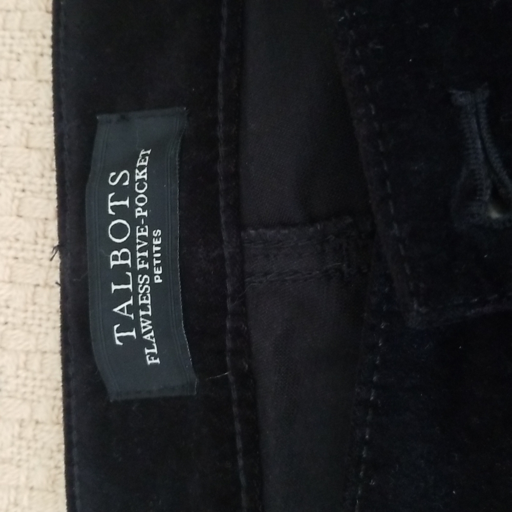 Talbots 5 Pocket Black Velvet Straight Leg Ankle Length Pants
